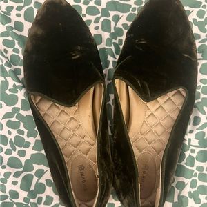 Birdies Women's Velvet Flats - olive green